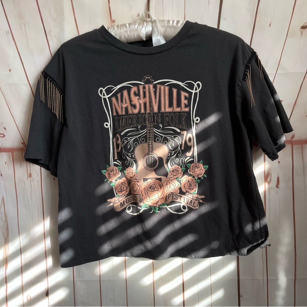 Nashville American Folk Kids Black Graphic T-Shirt